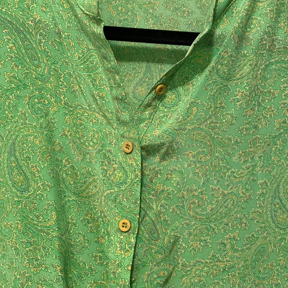 Christina India Lime Green Silk Shirt and Silk Scarf Combo - XL - Picture 3 of 9